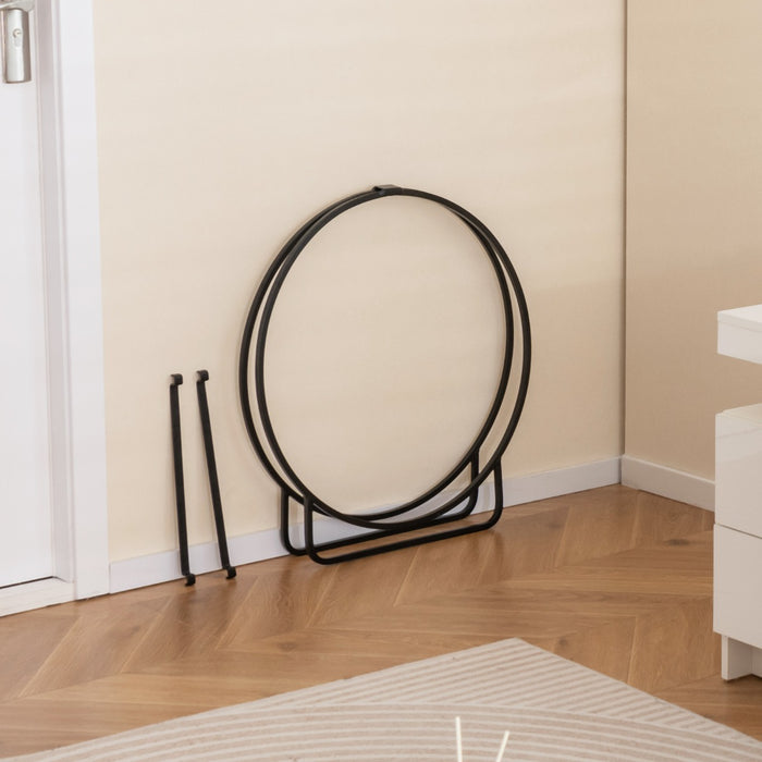 60 cm Tubular Metal Firewood Log Hoop with 230KG Capacity for Indoor and Outdoor-
