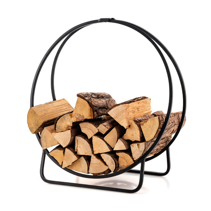 60 cm Tubular Metal Firewood Log Hoop with 230KG Capacity for Indoor and Outdoor-