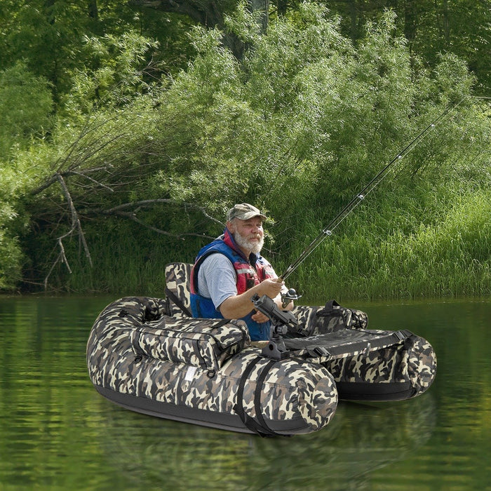 V-Shaped Fishing Float Tube with Adjustable Backpack Straps-