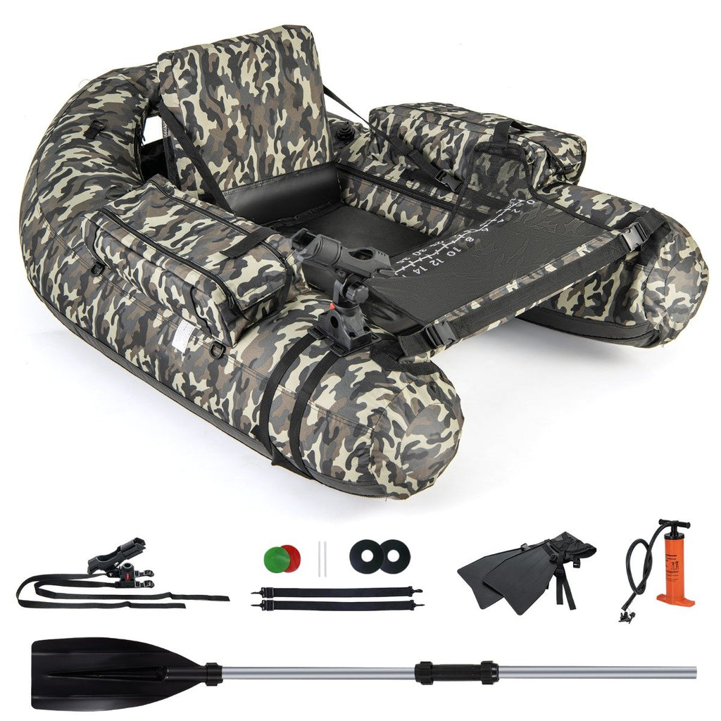 V-Shaped Fishing Float Tube with Adjustable Backpack Straps-