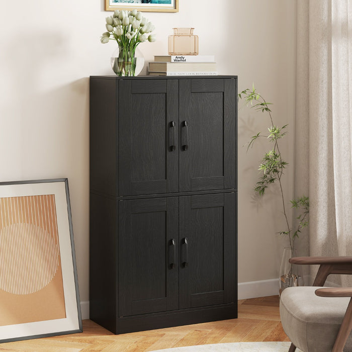 Floor Storage Cabinet with Doors and Adjustable Shelves-White