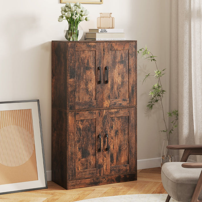 Floor Storage Cabinet with Doors and Adjustable Shelves-White