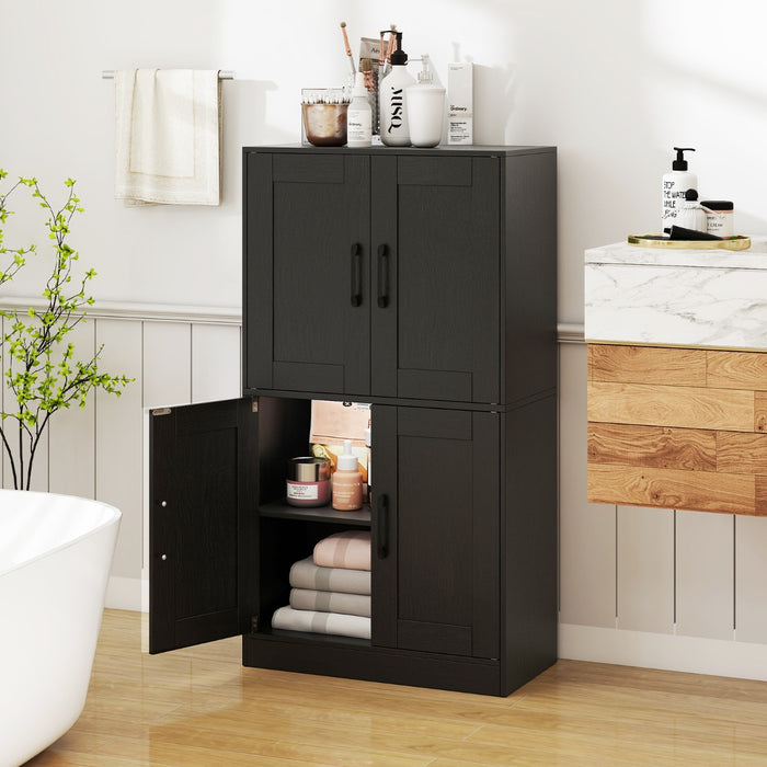 Floor Storage Cabinet with Doors and Adjustable Shelves-White