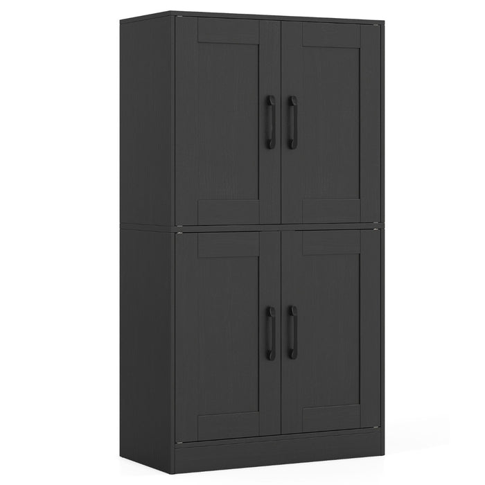Floor Storage Cabinet with Doors and Adjustable Shelves-White