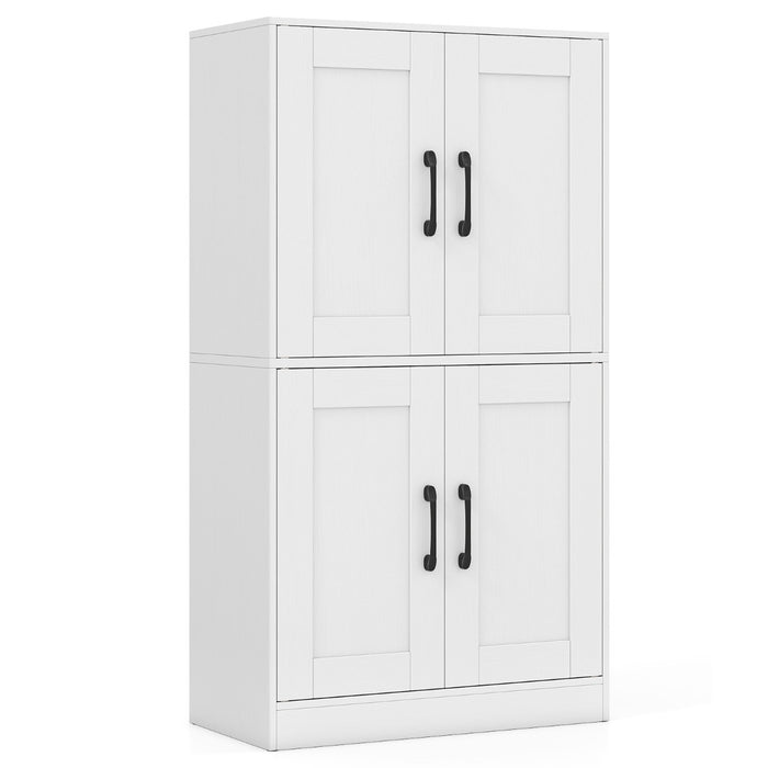 Floor Storage Cabinet with Doors and Adjustable Shelves-White
