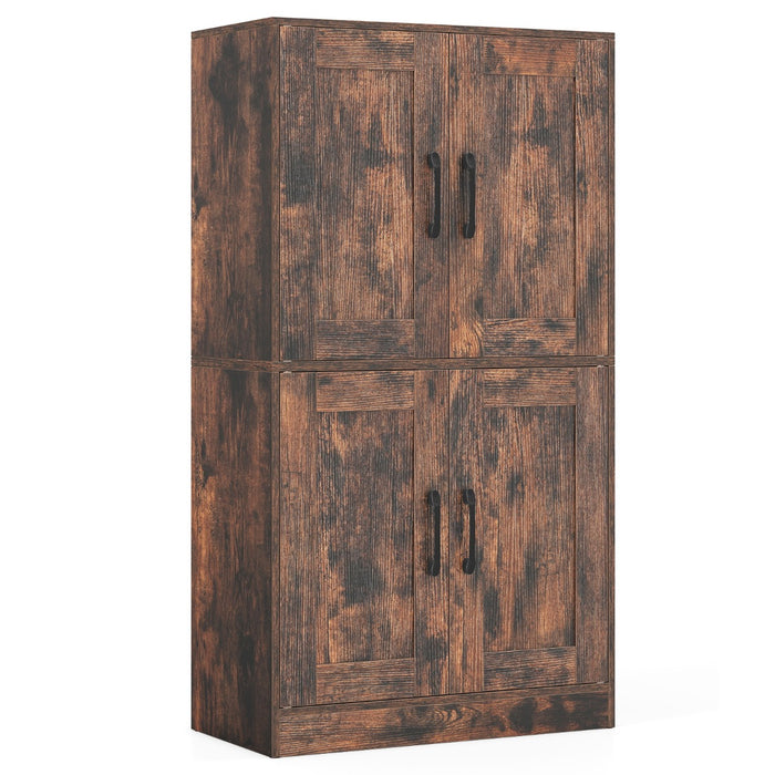 Floor Storage Cabinet with Doors and Adjustable Shelves-White