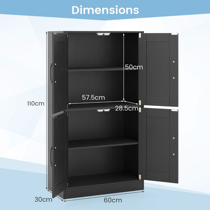 Floor Storage Cabinet with Doors and Adjustable Shelves-White