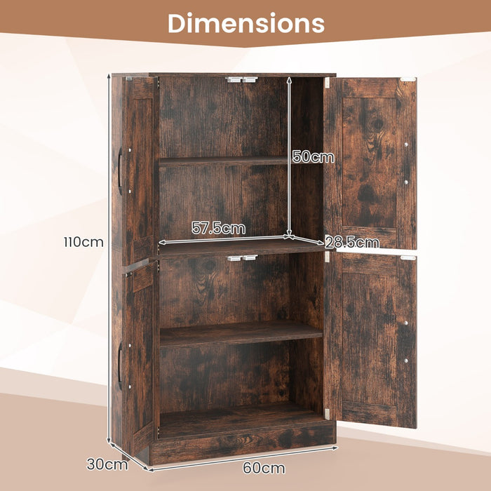 Floor Storage Cabinet with Doors and Adjustable Shelves-White