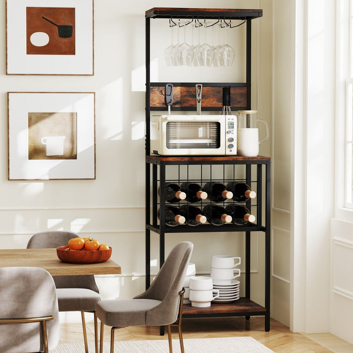 Floor Wine Bar Cabinet with Glass Racks and Wine Bottle Holders-