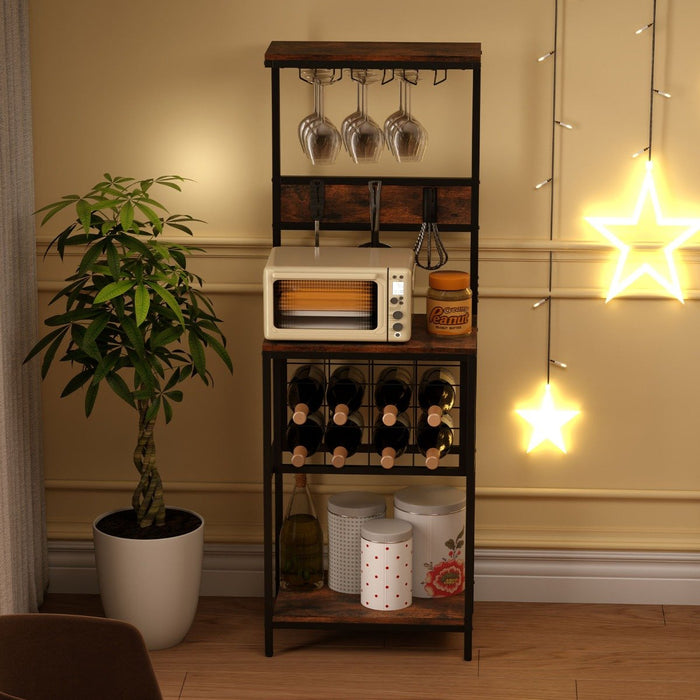 Floor Wine Bar Cabinet with Glass Racks and Wine Bottle Holders-