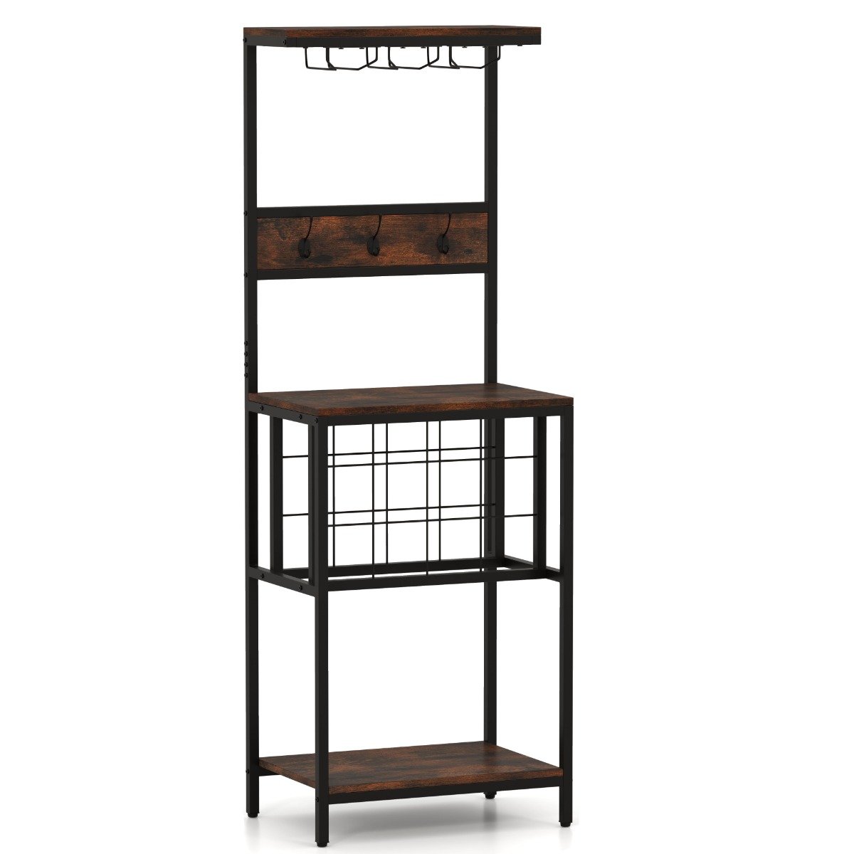 Floor Wine Bar Cabinet with Glass Racks and Wine Bottle Holders-