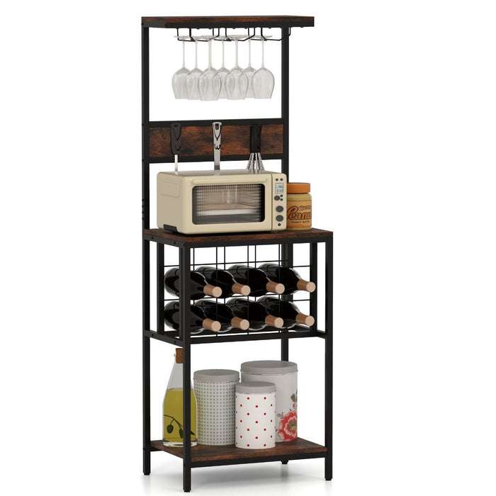 Floor Wine Bar Cabinet with Glass Racks and Wine Bottle Holders-