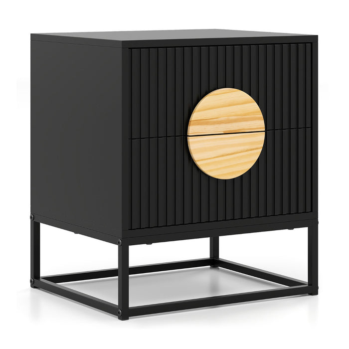Fluted Nightstand Modern Mid Century Side Table-