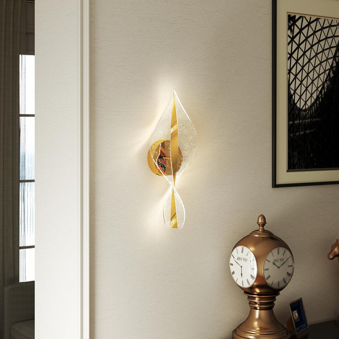 HOMCOM Led Wall Lamp 2 Pack, 13W Modern Indoor Spiral Wall Light, Colour Temperature Adjustable 3000K/4000K/6500K, for Bedroom, Living Room, Hallway, Stairs, Gold Tone