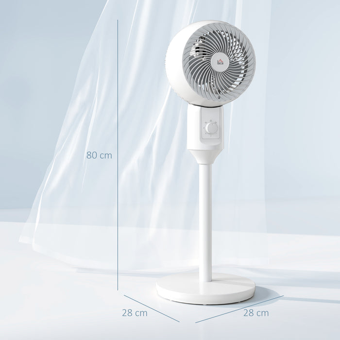 HOMCOM 9'' Air Circulator Fan 3 Speed, 70° Oscillation 90° Vertical Tilt, Carry Handle, Pedestal Fan, Pedestal Fan for Living Room, Bedroom, Office, White