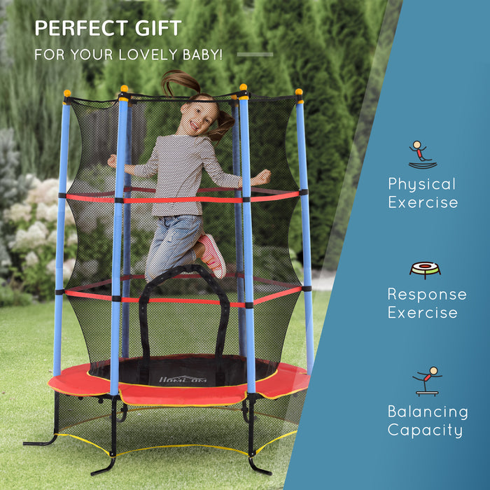 HOMCOM Kids Trampoline, with Safety Net, for Ages 3-10 Years