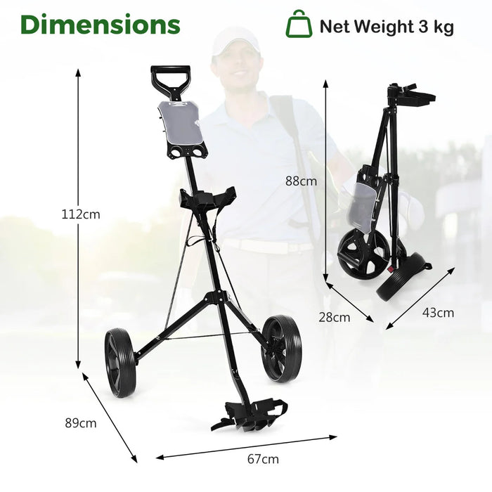 Foldable 2 Wheels Foldable Golf Cart with Scoreboard-