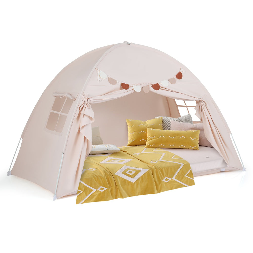 Foldable and Portable Canopy Tent on Twin Bunk Bed with 2 Windows-