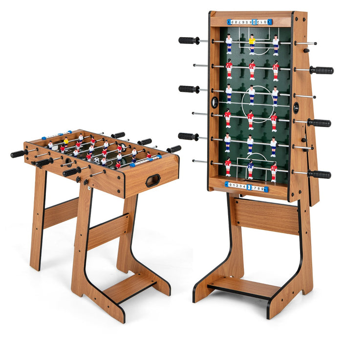 Space Saving Table Football with Durable Handle and 2 Footballs for Adult and Child-