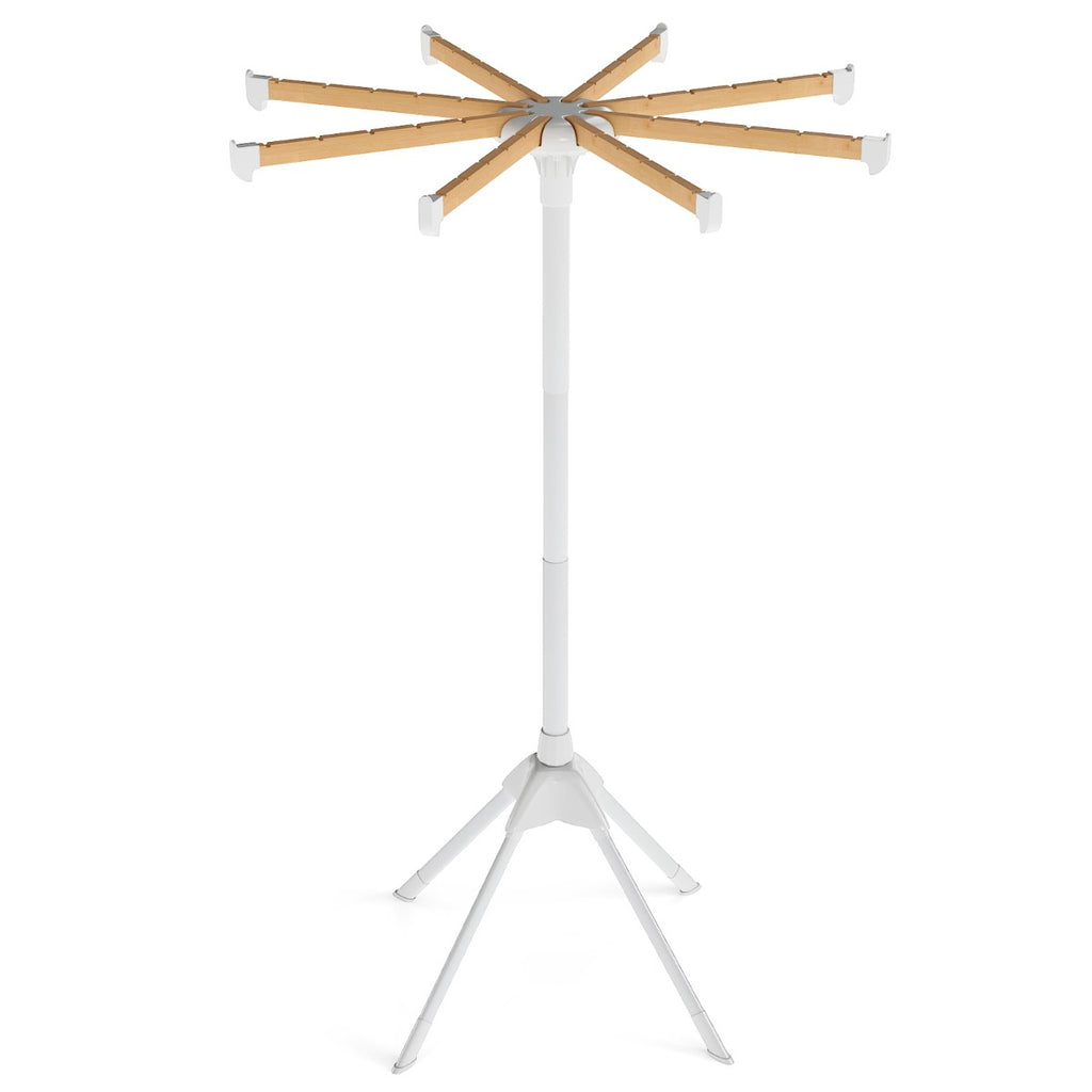 Foldable Laundry Drying Rack with 8 Bamboo Hanging Rods and 4-Legged Design