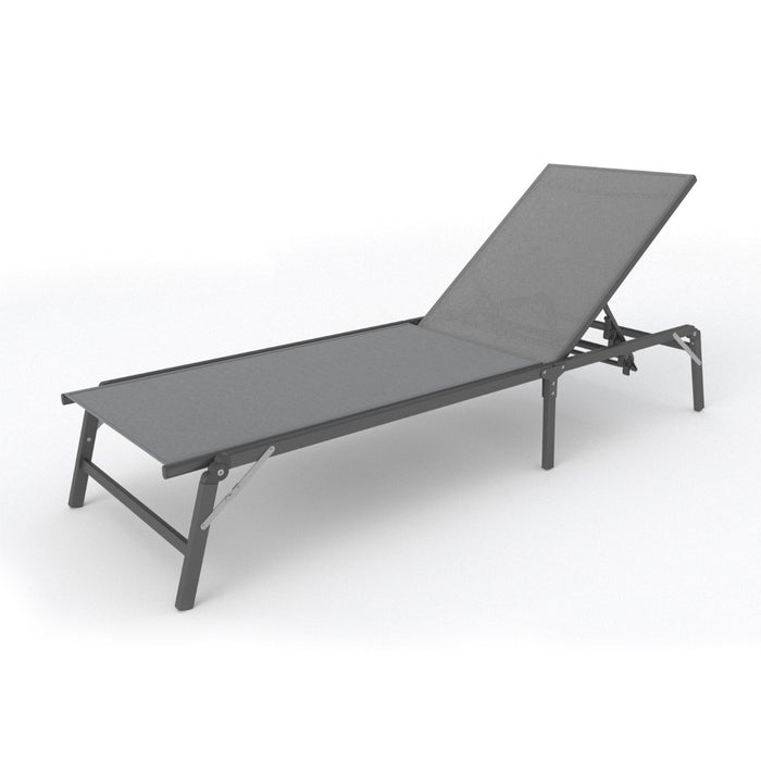 Foldable Patio Lounge Chair with 5-Position Adjustable Backrest-Grey