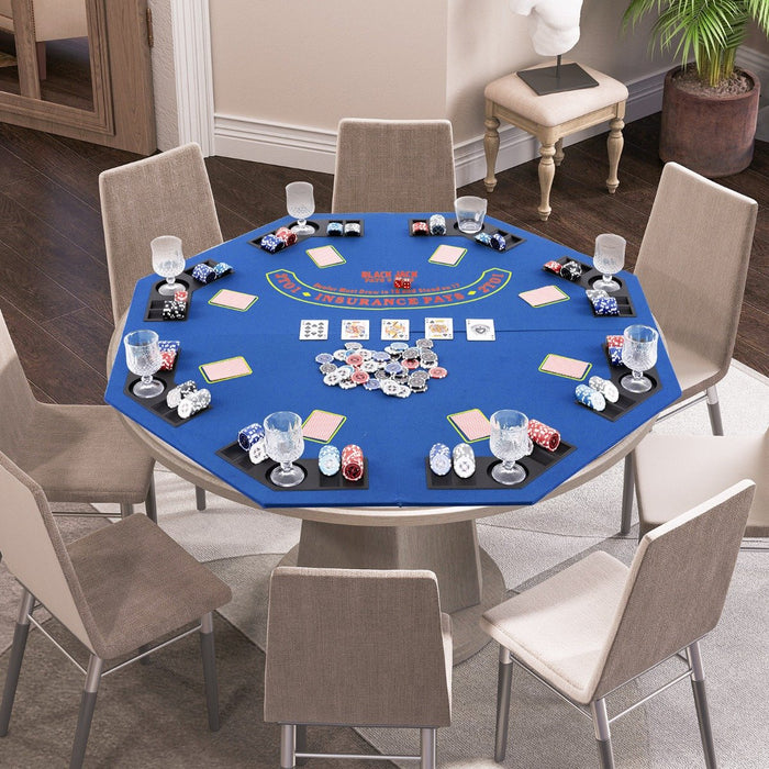 120CM 8-Player Foldable Poker Table Top with Carrying Bag-