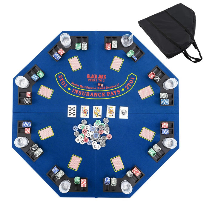 120CM 8-Player Foldable Poker Table Top with Carrying Bag-
