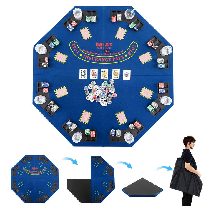 120CM 8-Player Foldable Poker Table Top with Carrying Bag-