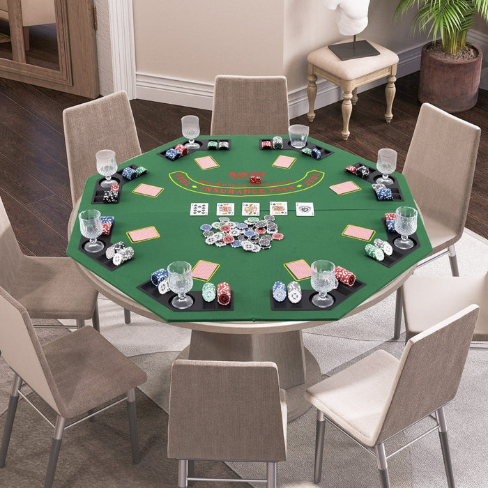 120CM 8-Player Foldable Poker Table Top with Carrying Bag-