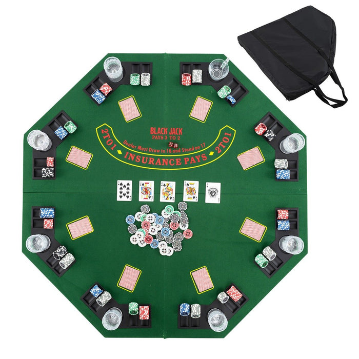 120CM 8-Player Foldable Poker Table Top with Carrying Bag-