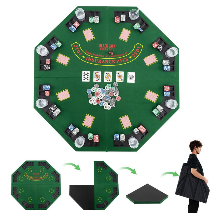 120CM 8-Player Foldable Poker Table Top with Carrying Bag-