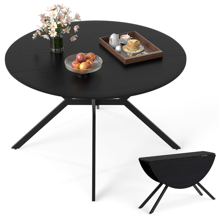 Folding Dining Table 120cm Extendable Round Kitchen Table-