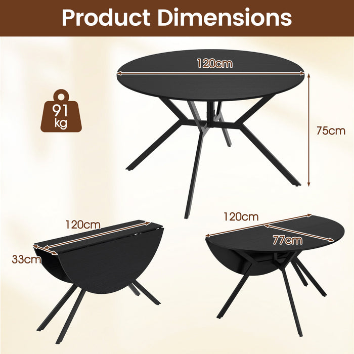 Folding Dining Table 120cm Extendable Round Kitchen Table-