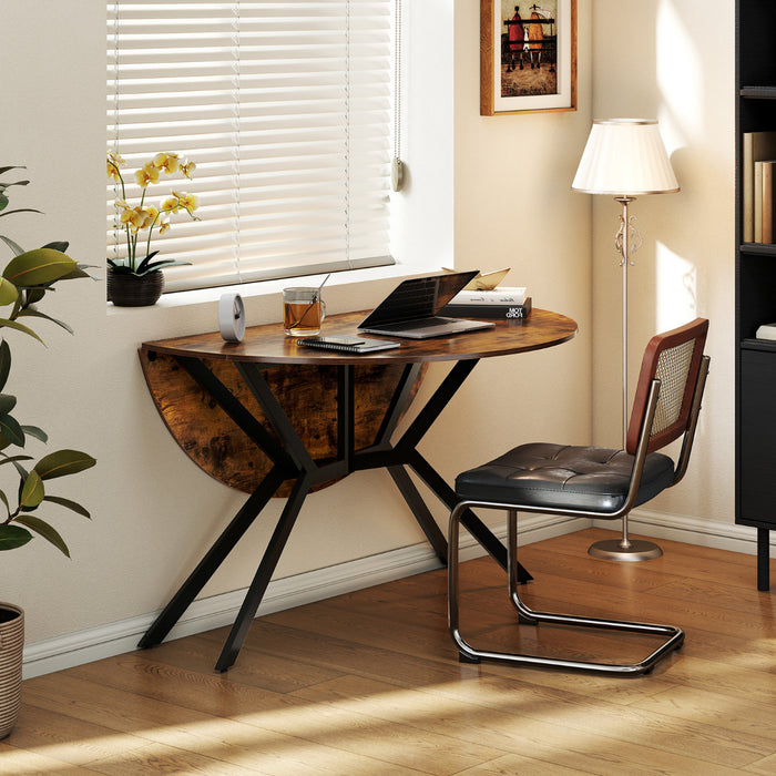 Folding Dining Table 120cm Extendable Round Kitchen Table-