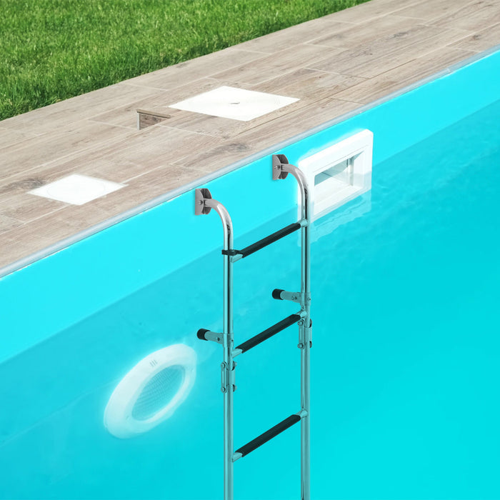 Folding 4 Step Ladder Anti Slip Boat Ladder with Sturdy PVC Steps