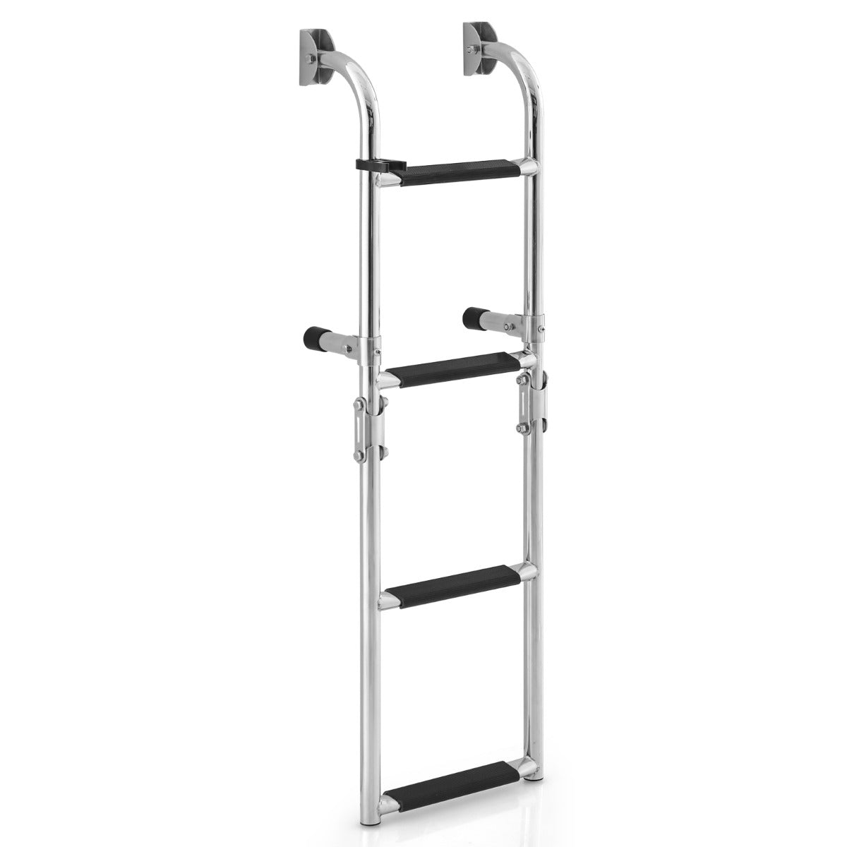 Folding 4 Step Ladder Anti Slip Boat Ladder with Sturdy PVC Steps