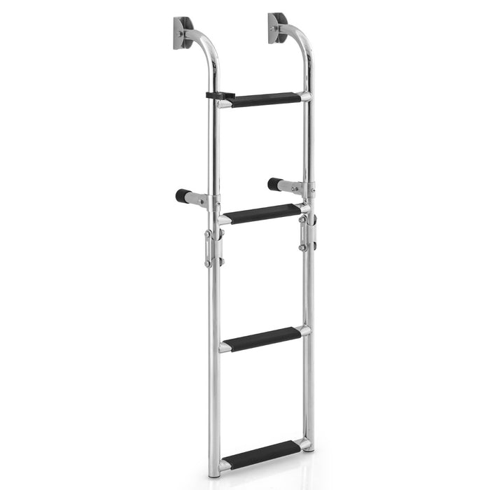 Folding 4 Step Ladder Anti Slip Boat Ladder with Sturdy PVC Steps