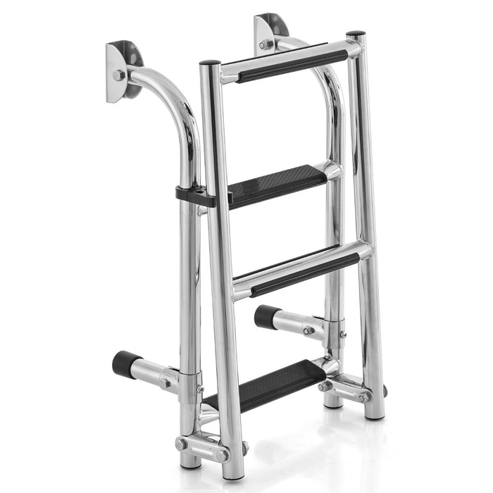 Folding 4 Step Ladder Anti Slip Boat Ladder with Sturdy PVC Steps