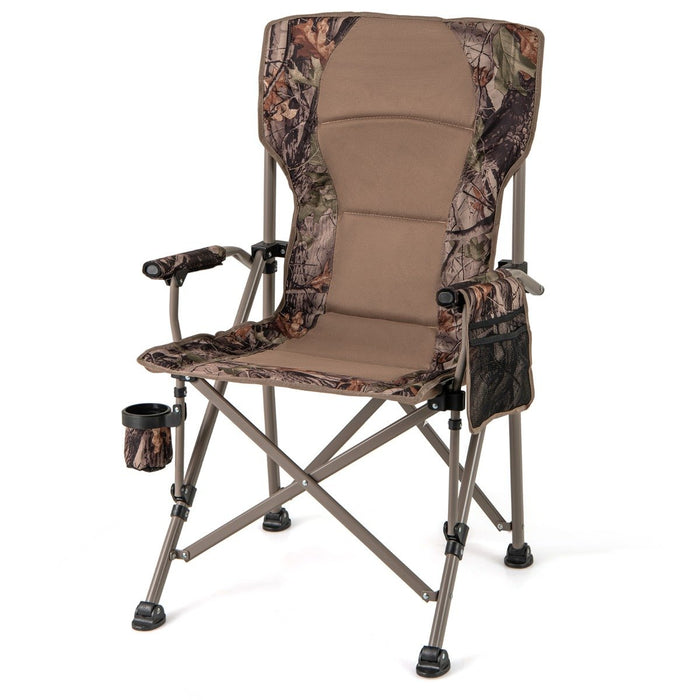 Folding Camping Chair with Armrests and Cup Holder for Fishing Hunting