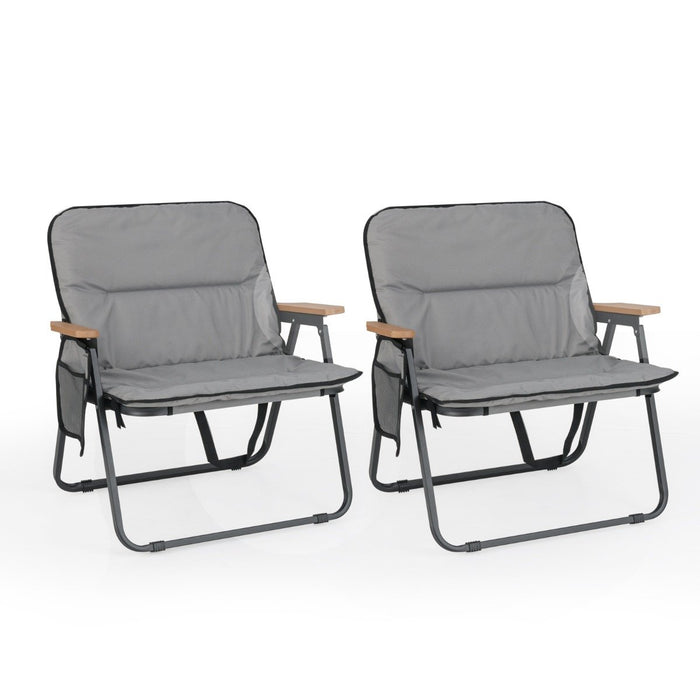 Folding Camping Chairs Set of 2 with Detachable Cushion and Side Pocket-