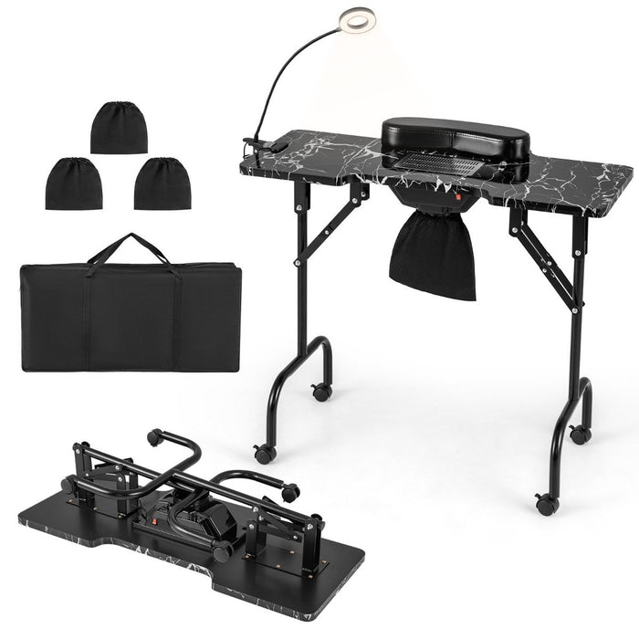 Portable Folding Manicure Nail Table with Electric Dust Collector-