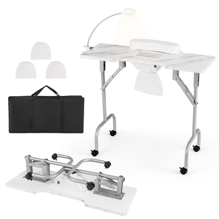 Portable Folding Manicure Nail Table with Electric Dust Collector-