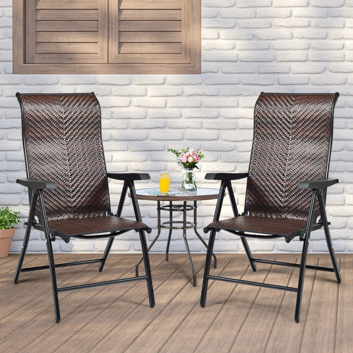 Folding Reclining Rattan Chair with Widened Armrest