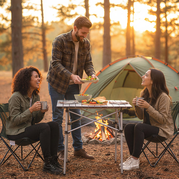 Folding Roll-up Aluminium Camping Table for 4-
