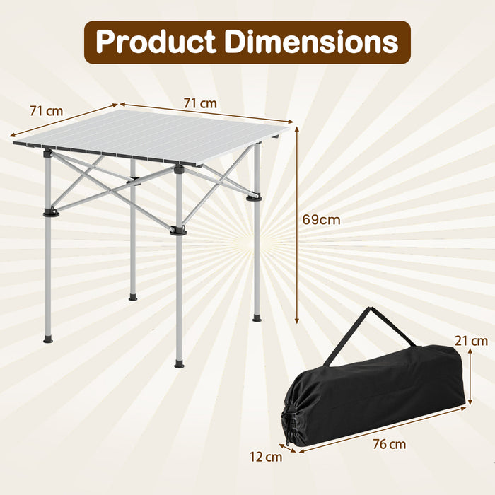 Folding Roll-up Aluminium Camping Table for 4-