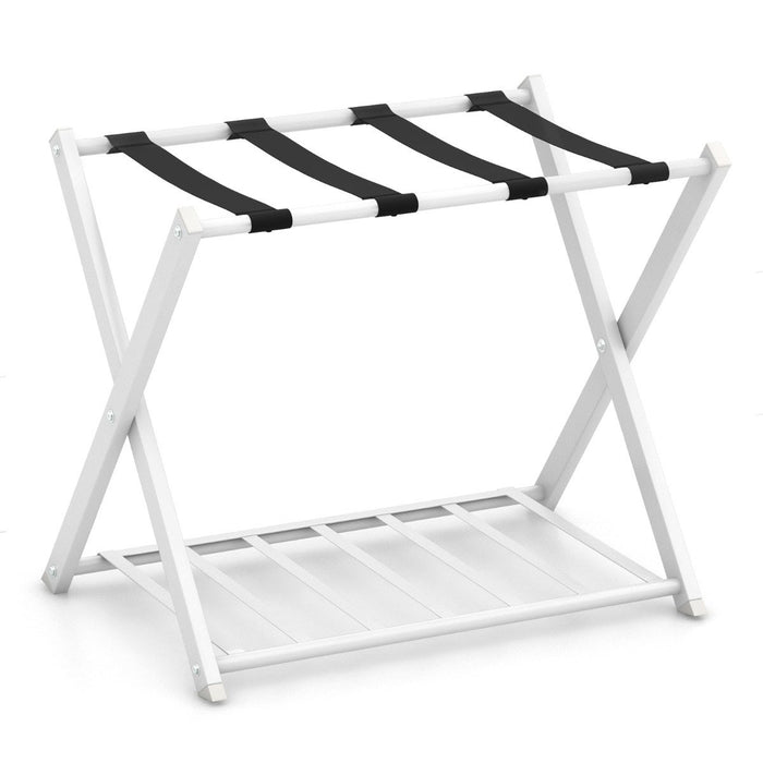 Folding Suitcase Stand with Storage Shelf for Guest Room Bedroom-