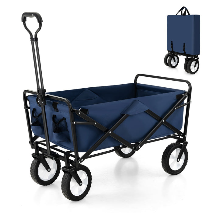Heavy Duty Garden Cart - Camping Utility Wagon with Adjustable Handle and Drink Holders - Perfect for Outdoor Activities and Gardening Needs