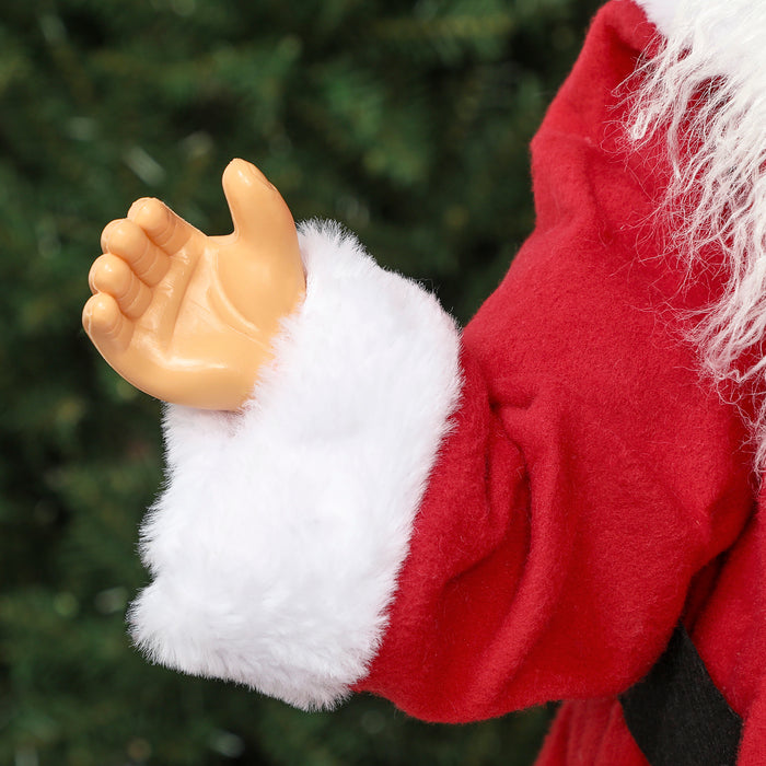 HOMCOM Life Size Santa Claus Christmas Decoration, Voice-Activated with Twinkling LED Lights, Red