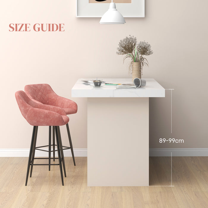 Velvet-Feel Swivel Barstools, Set of 2 - Plush Pink Finish - Ideal for Kitchen Counter and Home Bar Comfort Seating