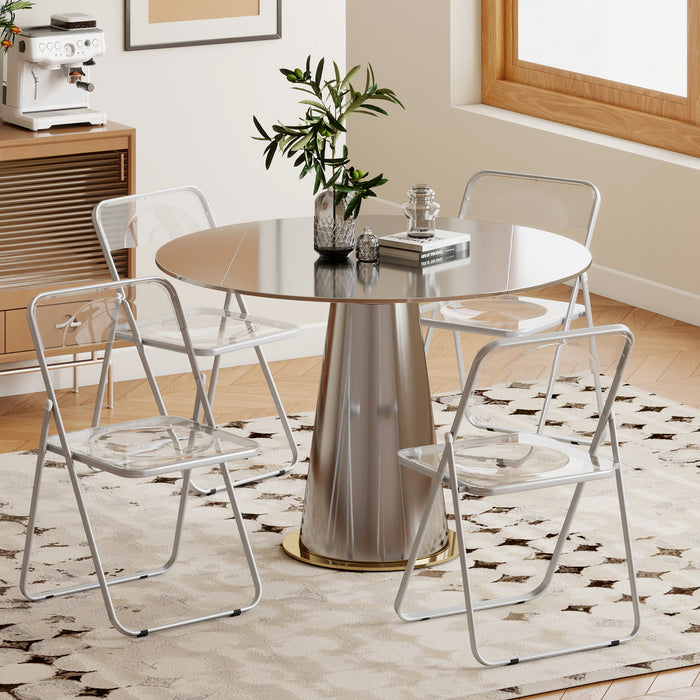 HOMCOM Foldable Chairs, Folding Chairs with Transparent Seat and Backrest, Heavy Duty Steel Frame, 47W x 48D x 75H cm, Clear